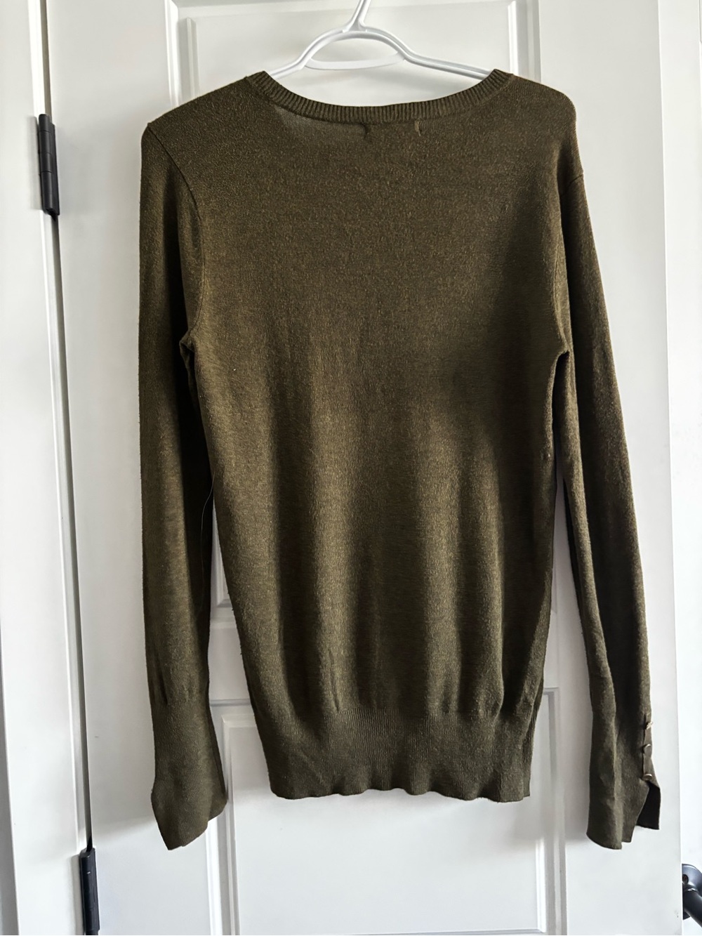 Zara Classic Button Cuff Knit Lightweight Sweater Army Green size M - Picture 3 of 5